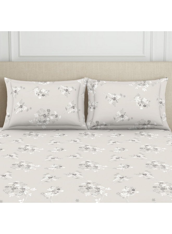 Welspun 120 TC Polycotton Bedsheet for Double Bed with 2 Pillow Cover | Skin Safe & Super Soft King Size Bed Sheet | (108 X 108 Inch) - Floral Grey | Harmony - Image 4