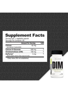 NutraBio Dim Supplement, Supports Estrogen Balance, 100Mg - 60 Vegetable Capsules  - Image 2