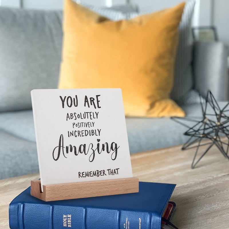 Lodeskee Inspirational Quotes Gifts for Women Friend Coworker Graduate Teen Girl Boy Valentines Day Birthday, Encouragement Decor Signs Cheer Up Hard Time Gifts for Her Him, You are Amazing Motivational Desk Plaque for Office Home - Image 3