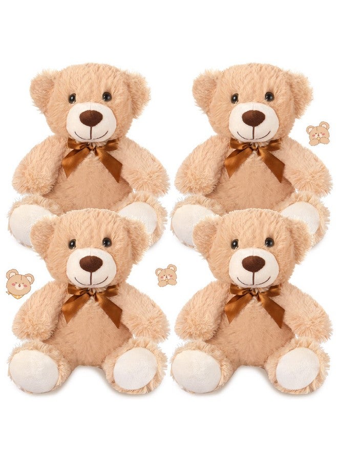 Civaner 4 Pack 14 Inches Christmas Bear Plush Stuffed Animals Cute Soft Bears Bulk For Girls Boys Girlfriend (Light Brown) - Image 1