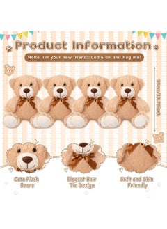 Civaner 4 Pack 14 Inches Christmas Bear Plush Stuffed Animals Cute Soft Bears Bulk For Girls Boys Girlfriend (Light Brown)  - Image 3