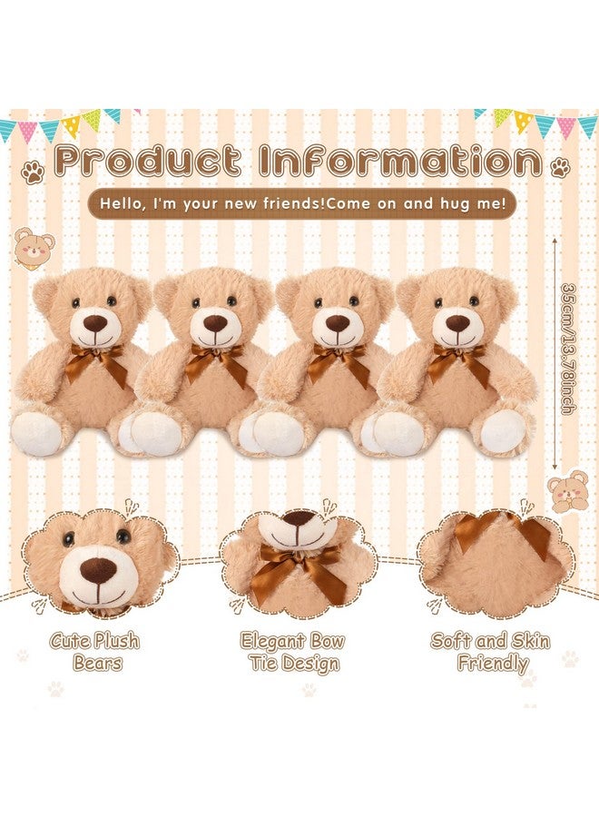Civaner 4 Pack 14 Inches Christmas Bear Plush Stuffed Animals Cute Soft Bears Bulk For Girls Boys Girlfriend (Light Brown) - Image 3