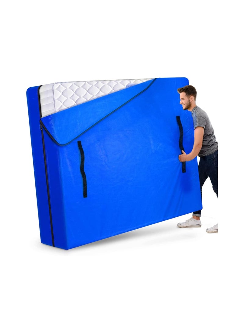 Zikra Mattress Bags for Moving and Storage, Reusable Mattress Storage Bag Zippered Mattress Protector with Handles, for House Moving 82" x 63" x 15", Blue - Image 1