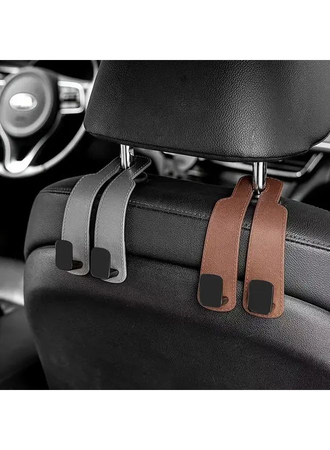 Grey Car Seat Backrest Hooks 4 Pcs Multi Function Storage Organizer - Image 4
