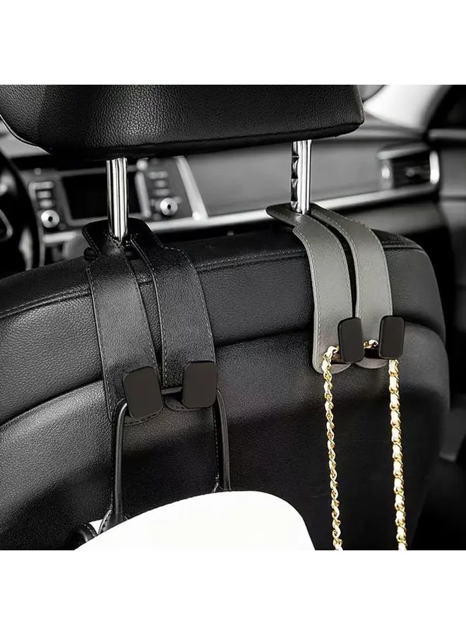 Grey Car Seat Backrest Hooks 4 Pcs Multi Function Storage Organizer - Image 1