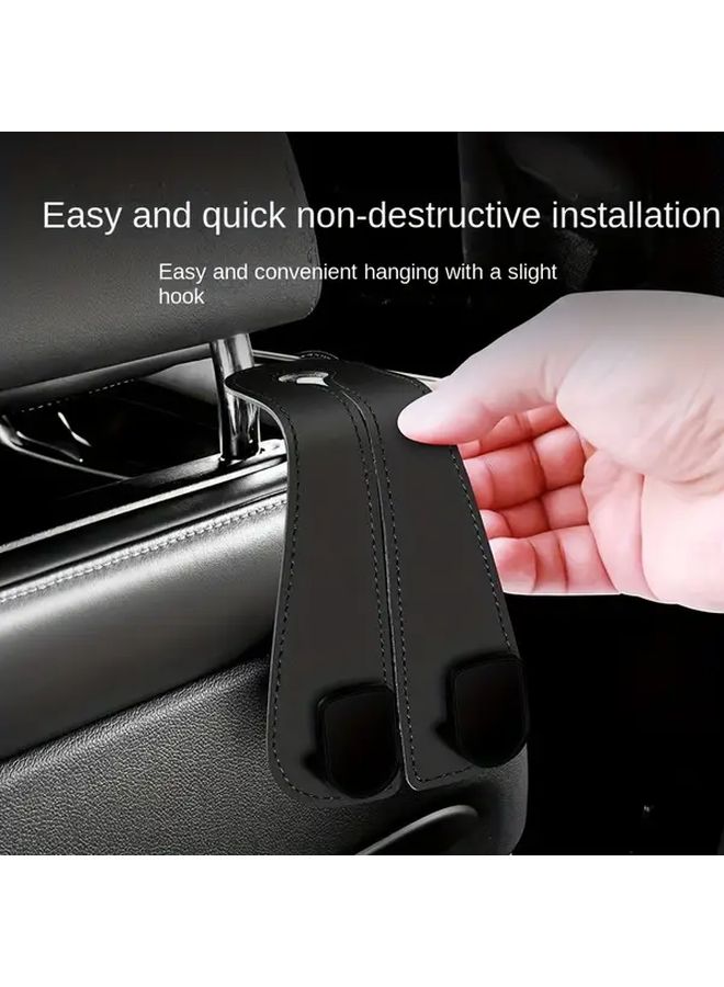 Grey Car Seat Backrest Hooks 4 Pcs Multi Function Storage Organizer - Image 3