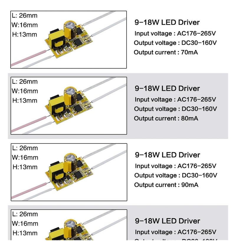 LED Driver Power Supply 3W To 18W Constant Current 90mA 30 50V Automatic Voltage Control - Image 4