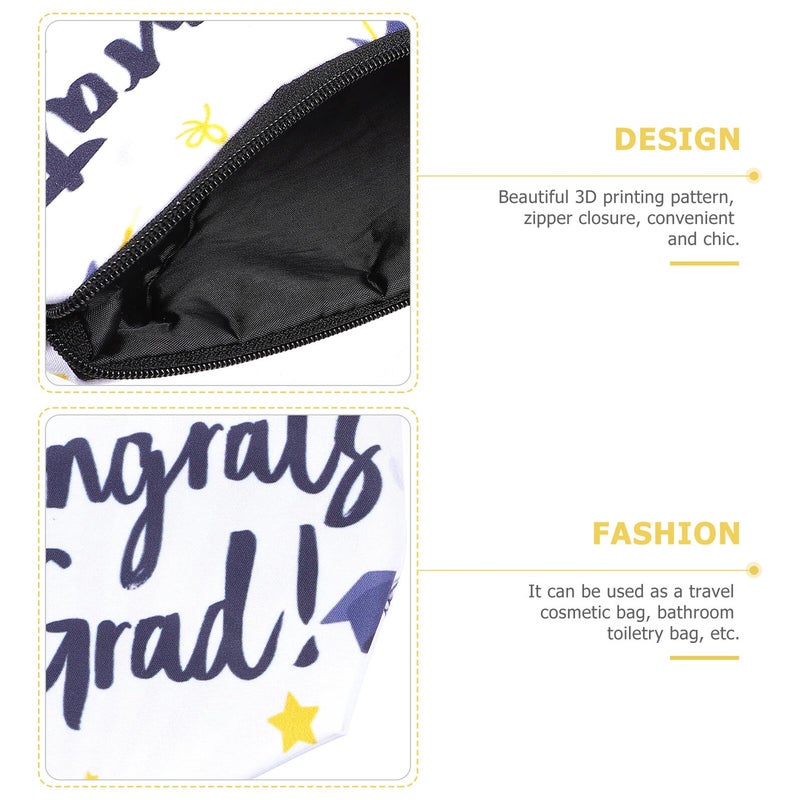 3D Graduation Pattern Portable Makeup Pouch Travel Toiletry Bag Black - Image 4