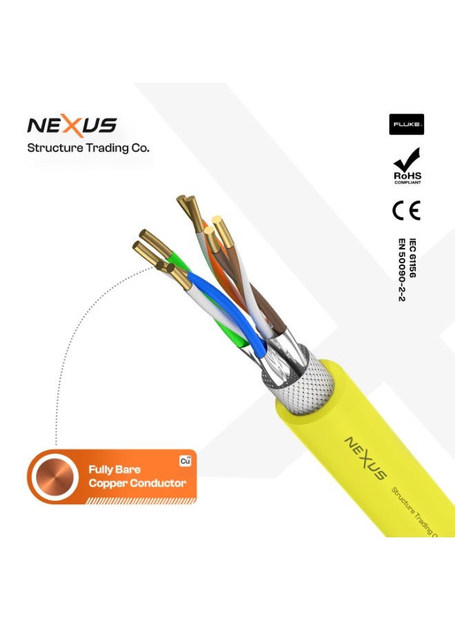 NEXUS CAT7 Ethernet Cable 305M SFTP 22AWG Full Copper LSZH RJ45 LAN self roll-up Drum,10–20Gbps 500–700MHz High-Speed Shielded Fluke Tested TIA-568B Passed - Image 2