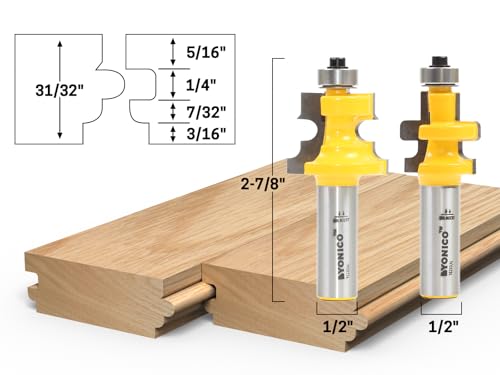Yonico Tongue and Groove Router Bits Set Flooring 2 Bit Flooring 1/2-Inch Shank 15230 - Image 2