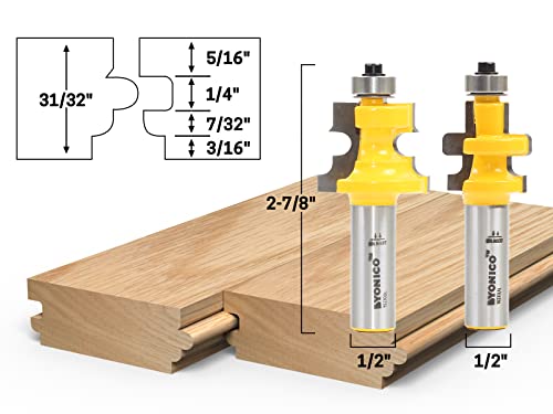 Yonico Tongue and Groove Router Bits Set Flooring 2 Bit Flooring 1/2-Inch Shank 15230 - Image 4