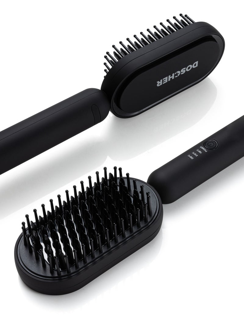 DOSCHER - Hair Straightener Brush Straightening Comb Fast Heating Ceramic Heater Straightening Comb with Negative Ions with Built-in Comb for All Hair Types -Gifts for Women - Image 1