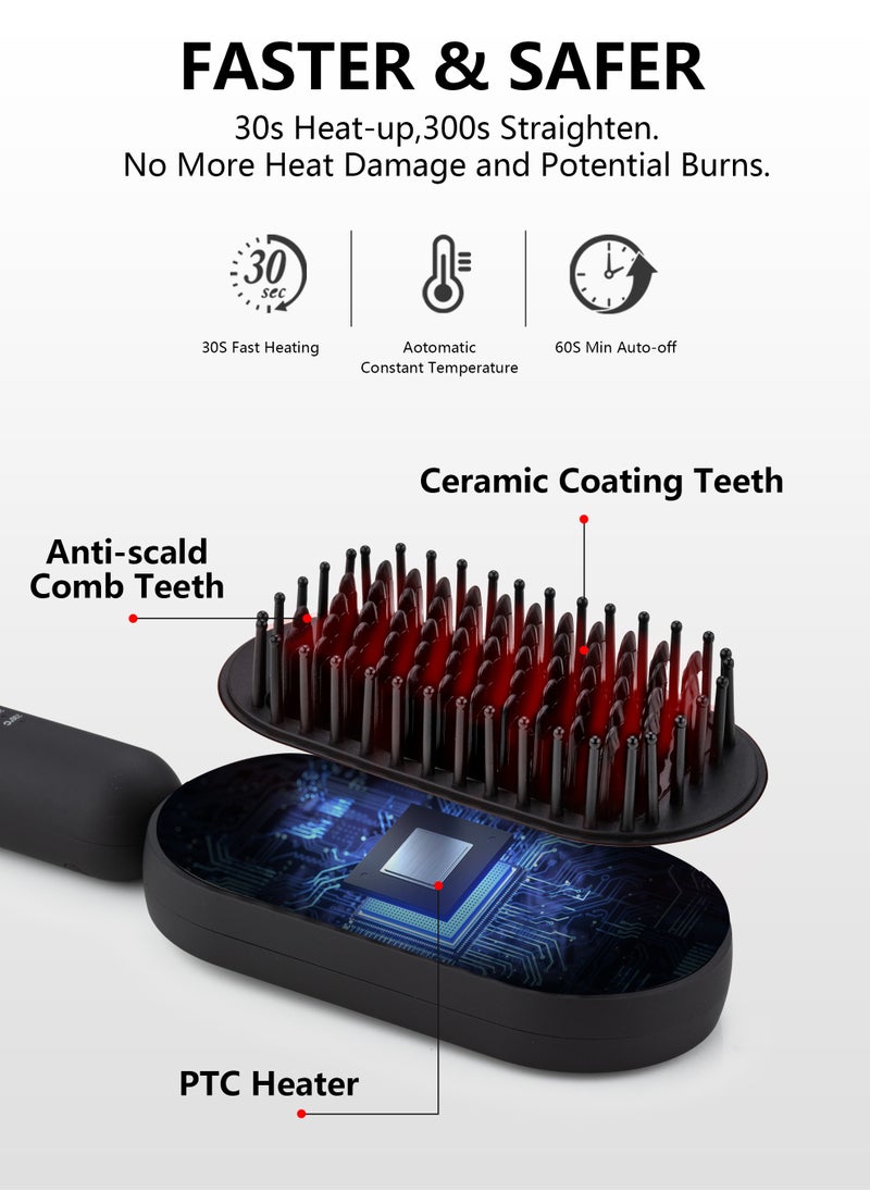 DOSCHER - Hair Straightener Brush Straightening Comb Fast Heating Ceramic Heater Straightening Comb with Negative Ions with Built-in Comb for All Hair Types -Gifts for Women - Image 1