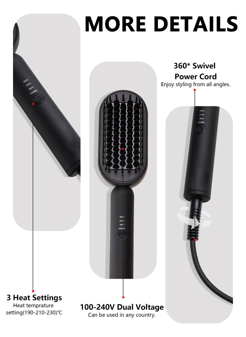 DOSCHER - Hair Straightener Brush Straightening Comb Fast Heating Ceramic Heater Straightening Comb with Negative Ions with Built-in Comb for All Hair Types -Gifts for Women - Image 1