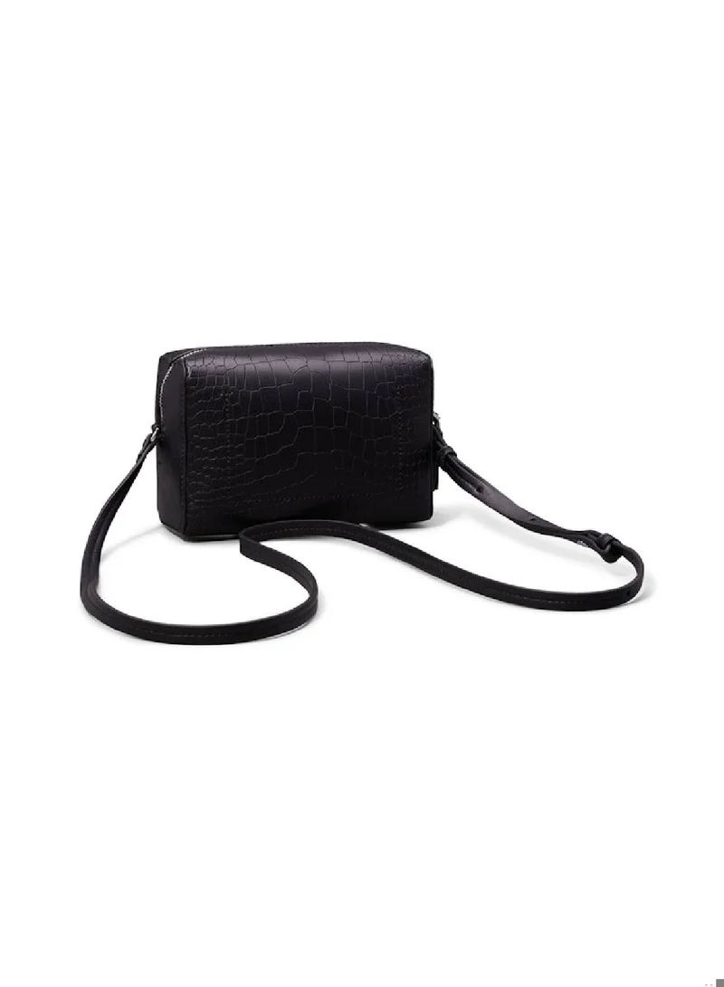 CALVIN KLEIN Women's Crocodile Crossbody Bag - Recycled blend faux leather exterior, Black