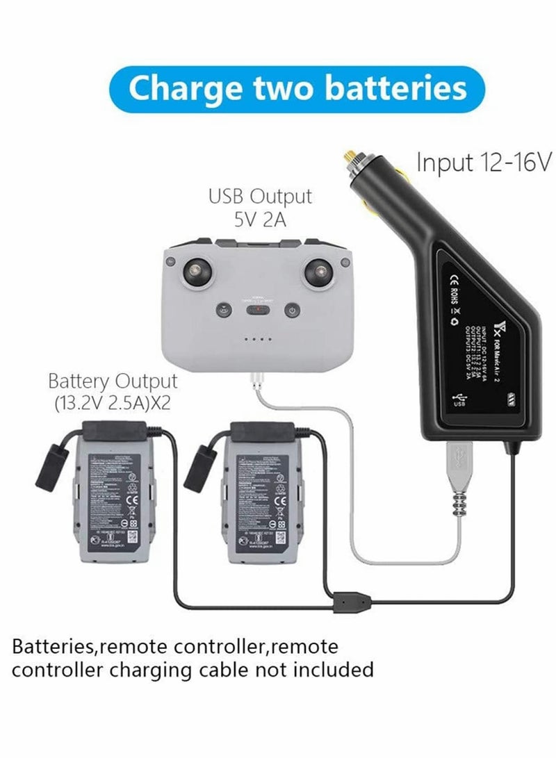 Excefore Drone Car Charger for Mavic Air 2/Air 2S, 3 in 1 Drone Battery/Remote Control Charger  - Image 2