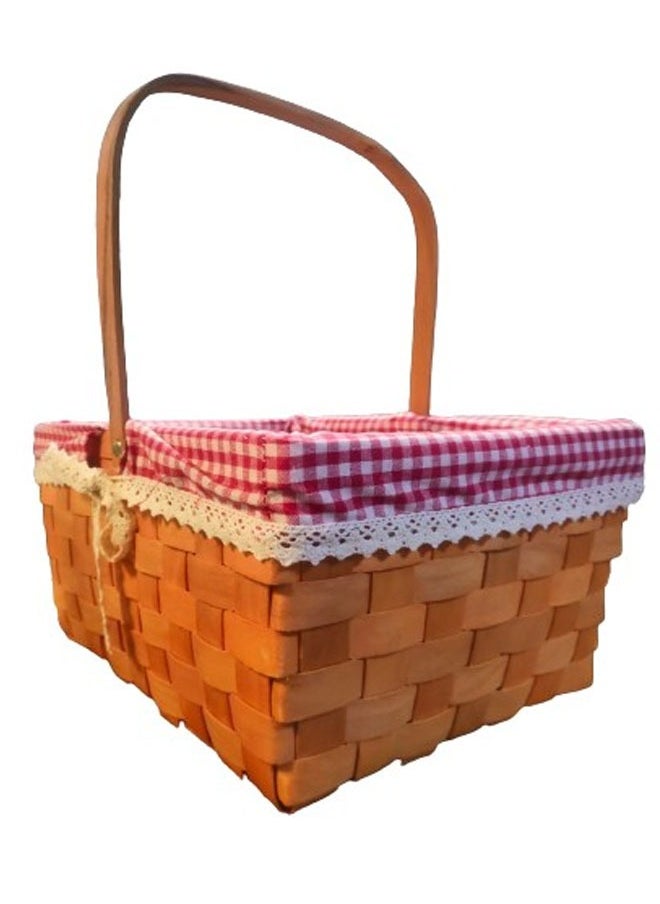NKX Set of 3 Natural Wicker Basket with Double Handles and Washable Gingham Liner  - Image 5