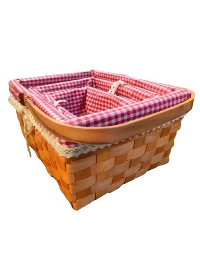 NKX Set of 3 Natural Wicker Basket with Double Handles and Washable Gingham Liner  - Image 4