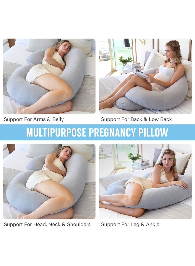 PHARMEDOC Pregnancy Pillows, C-Shape Full Body Pillow – Jersey Cover Dark Grey - Image 4