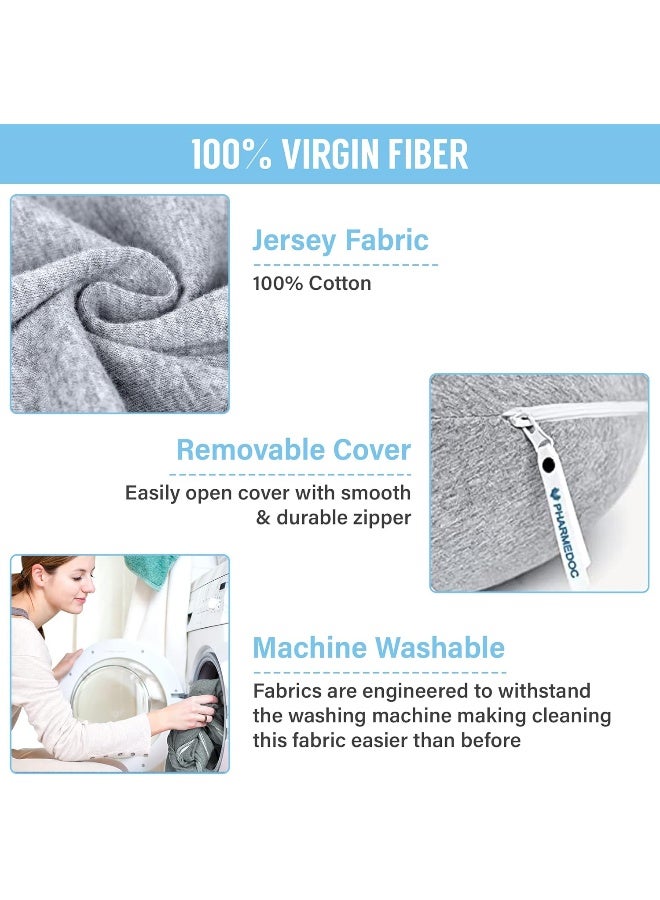 PHARMEDOC Pregnancy Pillows, C-Shape Full Body Pillow – Jersey Cover Dark Grey - Image 5