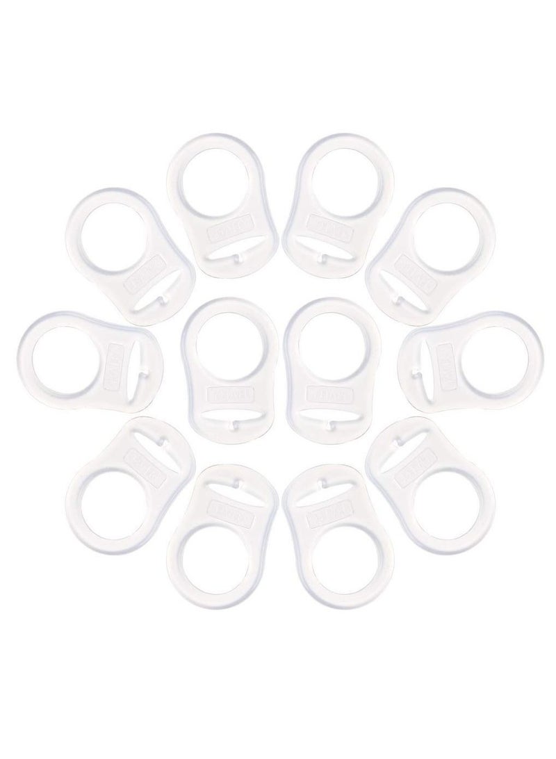 Y&D 12 pcs Baby Dummy Pacifier Holder Clip Adapter Silicone Button Ring White - Image 1