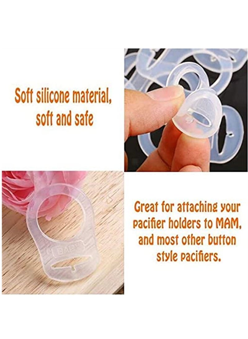 Y&D 12 pcs Baby Dummy Pacifier Holder Clip Adapter Silicone Button Ring White - Image 5