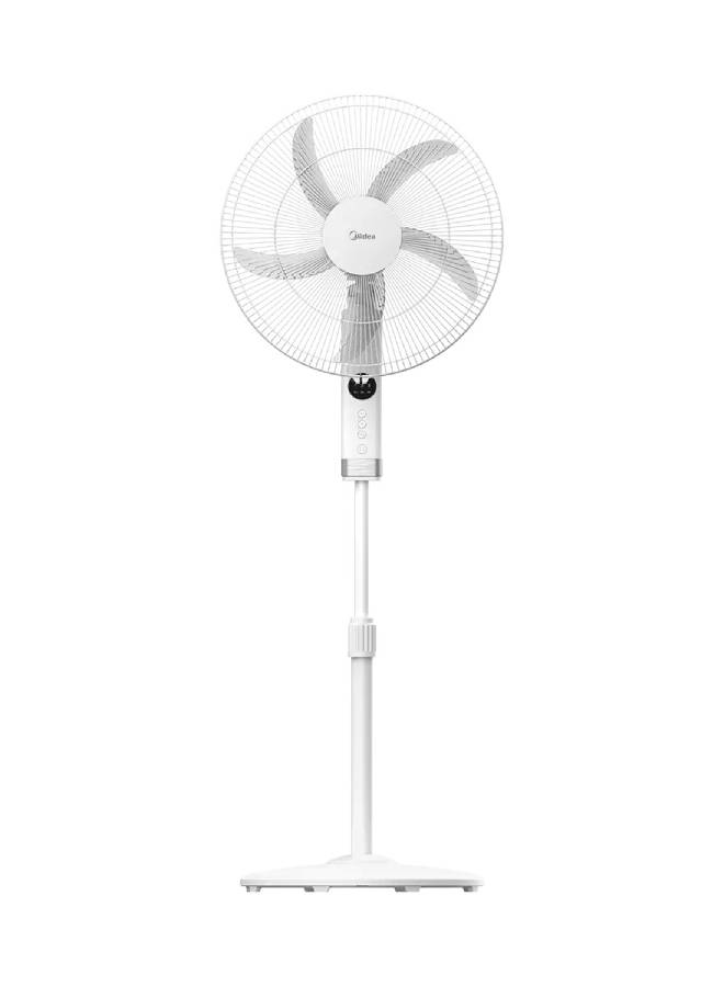Midea Stand Fan 18Inch Metal Grill With Remote FS45-25MR-W Copper Motor, 75W, Reach to 1300 RPM, 5 Blades Durable ABS impact Resist, Whisper Quiet 6% Quieter, Adjustable length, reach to 157CM, White 75 kW 6221284001635 white