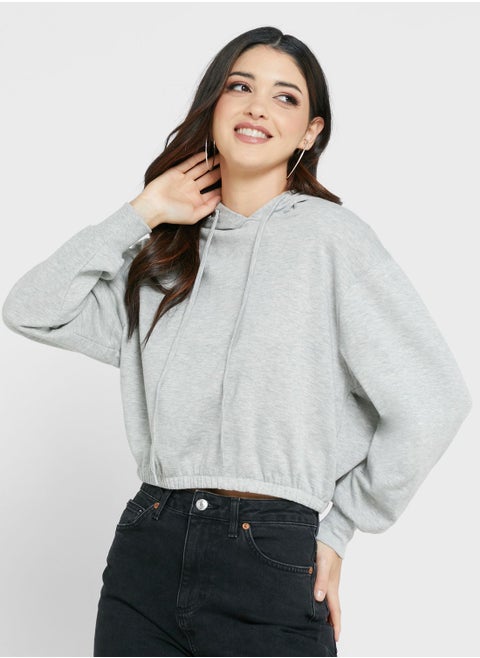 Drawstring Detail Knitted Hoodie