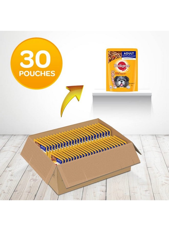 بيديجري طعام رطب للكلاب البالغة، قطع كبد مشوية بنكهة المرق مع الخضار، 70 جرام (عبوة من 30 قطعة)، تغذية كاملة ومتوازنة للكلاب البالغة - Image 2