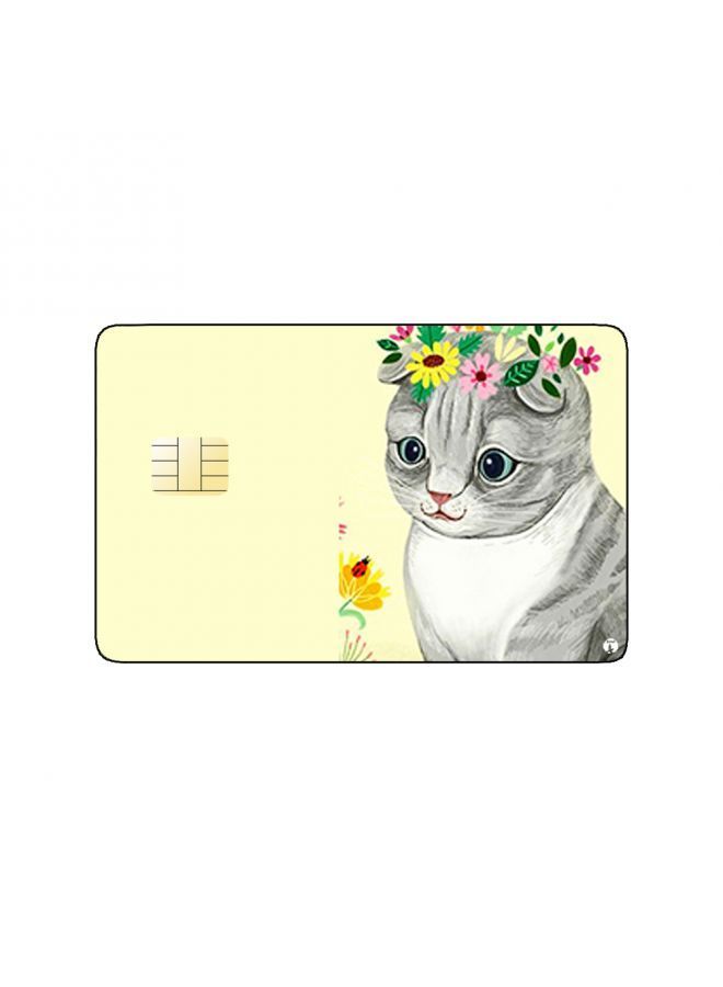RKN PRINTED BANK CARD STICKER Cute Cat Drawing With Roses - Image 2