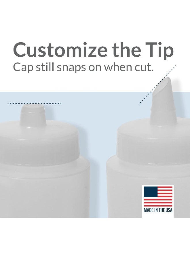 Pinnacle Mercantile Plastic Condiment Squeeze Bottles with Red Tip Cap 16-ounce Set 6