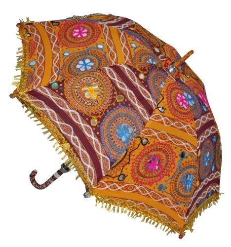 Rajasthali Indian Handmade Designer Cotton Fashion Multi Colored Umbrella Embroidery Boho Umbrellas Parasol 10 Pcs Lot - Image 2