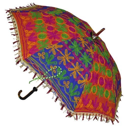 Rajasthali Indian Handmade Designer Cotton Fashion Multi Colored Umbrella Embroidery Boho Umbrellas Parasol 10 Pcs Lot - Image 5