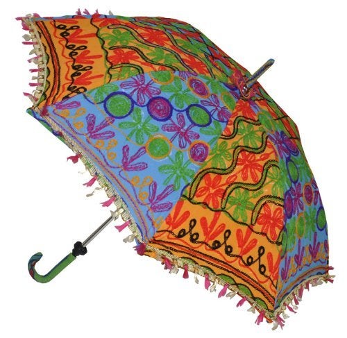 Rajasthali Indian Handmade Designer Cotton Fashion Multi Colored Umbrella Embroidery Boho Umbrellas Parasol 10 Pcs Lot - Image 4