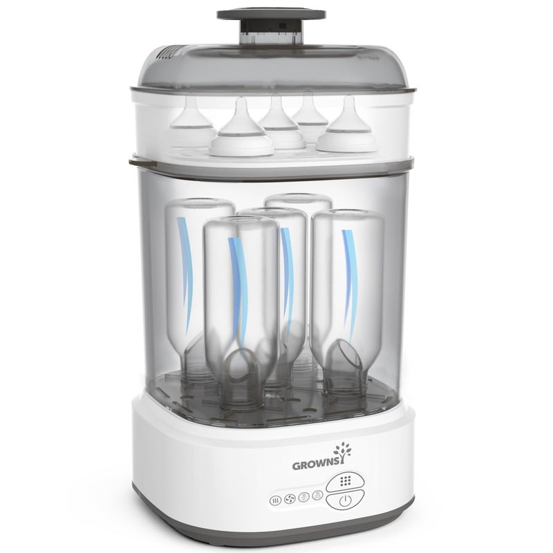 GROWNSY Bottle Sterilizer and Dryer, Compact Electric Steam Baby Bottle Sterilizer (Esterilizador de Biberones), Bottle Sanitizer for Baby Bottles, Pacifiers, Pump Parts Black  - Image 1