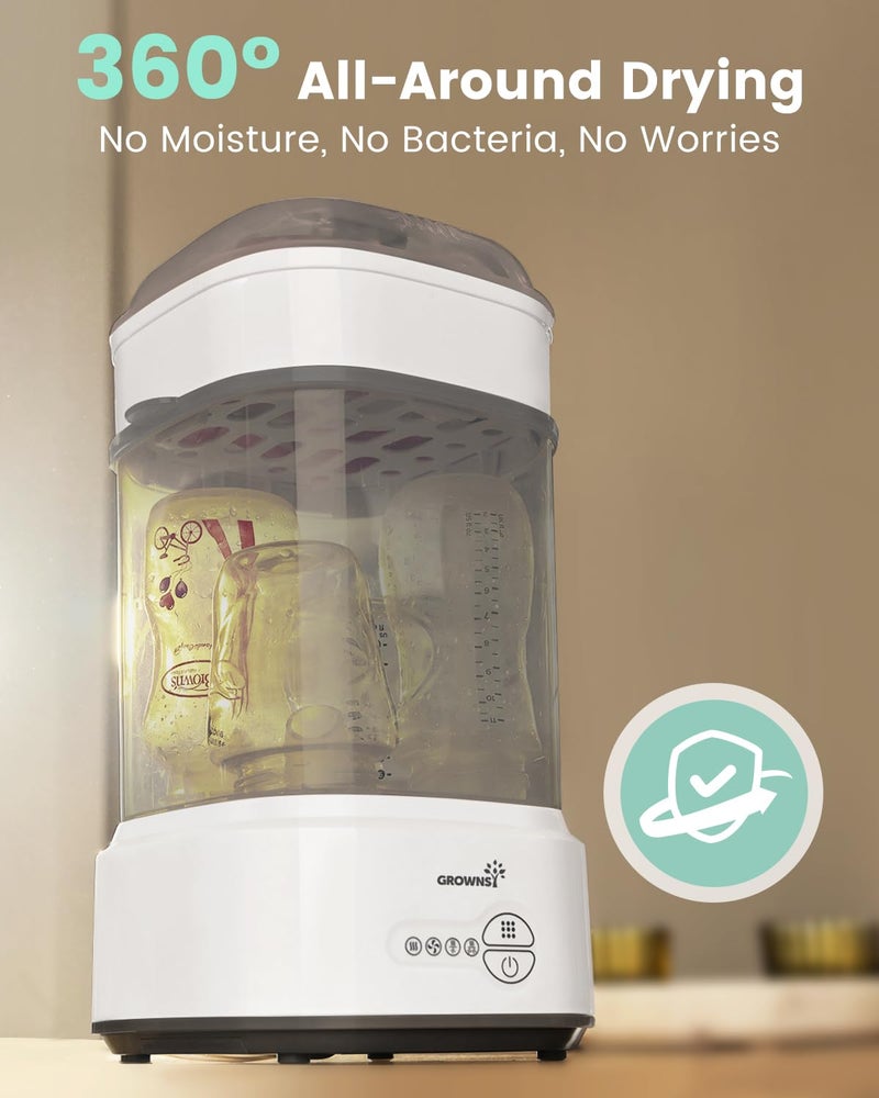 GROWNSY Bottle Sterilizer and Dryer, Compact Electric Steam Baby Bottle Sterilizer (Esterilizador de Biberones), Bottle Sanitizer for Baby Bottles, Pacifiers, Pump Parts Black  - Image 3