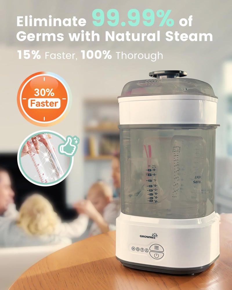 GROWNSY Bottle Sterilizer and Dryer, Compact Electric Steam Baby Bottle Sterilizer (Esterilizador de Biberones), Bottle Sanitizer for Baby Bottles, Pacifiers, Pump Parts Black  - Image 4