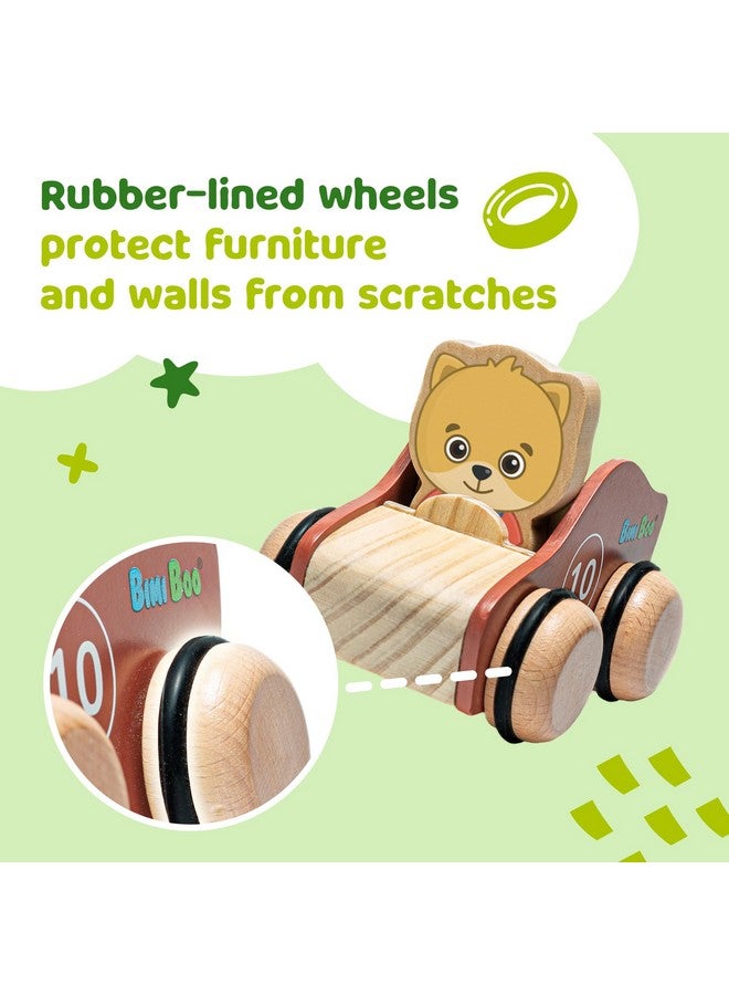 Bimi Boo Bimi Boo Wooden Car Set for Toddlers - Two Piece Push and Go Cars with Playable Chunky Characters - Grasping Race Cars for Boys and Girls  - Image 5