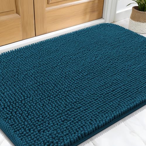 OLANLY Dog Door Mat for Muddy Paws 30x20, Absorbs Moisture and Dirt, Absorbent Non-Slip Washable Doormat, Quick Dry Chenille Mud Mat, Entry Indoor Entryway Carpet for Inside Floor, Atlantic Blue - Image 1