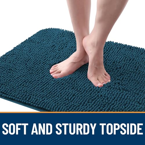 OLANLY Dog Door Mat for Muddy Paws 30x20, Absorbs Moisture and Dirt, Absorbent Non-Slip Washable Doormat, Quick Dry Chenille Mud Mat, Entry Indoor Entryway Carpet for Inside Floor, Atlantic Blue - Image 5