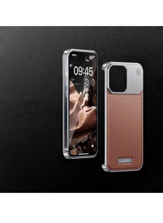 General Leather Aluminum Phone Case for iPhone 16ProMax/16Pro Magnetic Scented Shockproof Case  - Image 1