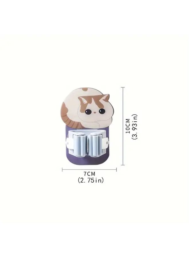 4pcs Self Adhesive Cat Shaped Wall Mounted Hooks Broom And Mop Hanger Space Saving Durable Plastic Holder For Brooms Mops Pencils Easy Install No Screws Multi Purpose Organizer For Room Bathroom Utility - Image 3