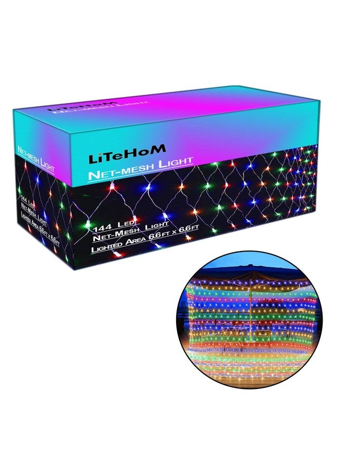 Litehom أضواء خيوط شبكة LED من لايتهوم، 6.6 قدم × 6.6 قدم، 144 LED، 8 أوضاع زينة ديوالي مع أضواء ديوالي لتزيين المنزل! أضواء ديوالي LED، أضواء LED لتزيين المنزل (أضواء شبكة متعددة)  - Image 5
