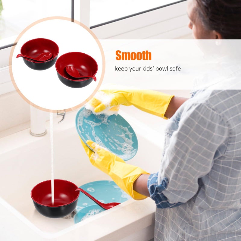 Melamine Ramen Bowls Set 4 Pcs 5 5 Inch With Dual Color Hooks Spoons - Image 4