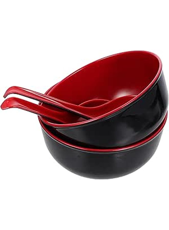 Melamine Ramen Bowls Set 4 Pcs 5 5 Inch With Dual Color Hooks Spoons - Image 1