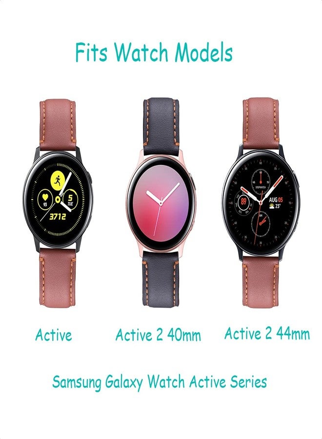 Snowoxen Galaxy Watch Active 2 Bands 2 Pack, Compatible with Samsung Galaxy Active 2 Watch Band, for Galaxy Watch Active 2 40mm/active 2 44mm/active, 20mm Leather Men Women Bands(Black+Brown) - Image 4