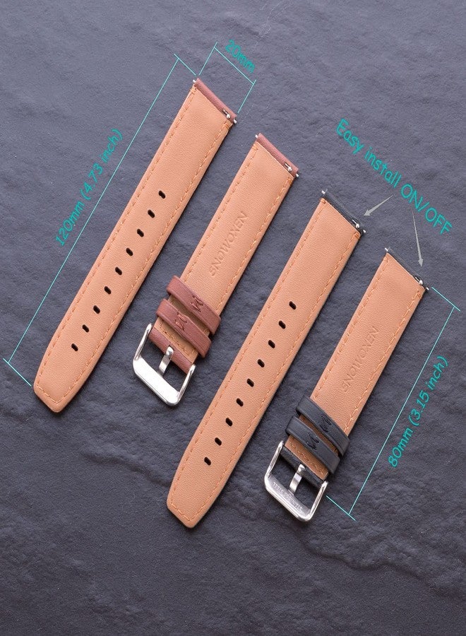 Snowoxen Galaxy Watch Active 2 Bands 2 Pack, Compatible with Samsung Galaxy Active 2 Watch Band, for Galaxy Watch Active 2 40mm/active 2 44mm/active, 20mm Leather Men Women Bands(Black+Brown) - Image 5