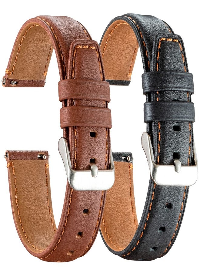 Snowoxen Galaxy Watch Active 2 Bands 2 Pack, Compatible with Samsung Galaxy Active 2 Watch Band, for Galaxy Watch Active 2 40mm/active 2 44mm/active, 20mm Leather Men Women Bands(Black+Brown) - Image 1