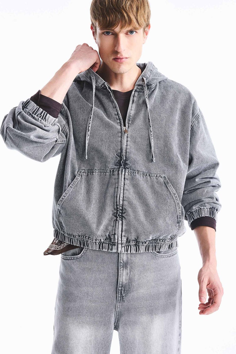 DeFacto Grey Man Cotton Jacket Casual - Image 3