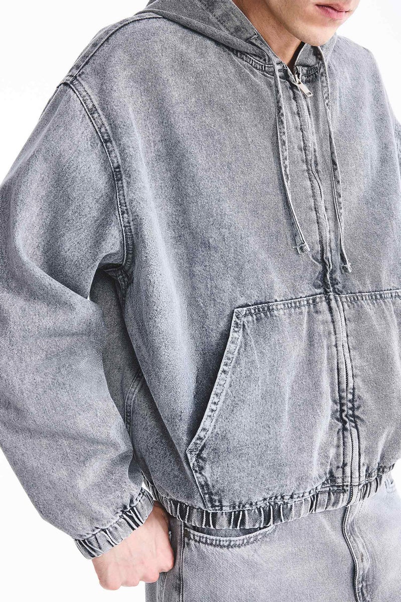 DeFacto Grey Man Cotton Jacket Casual - Image 5